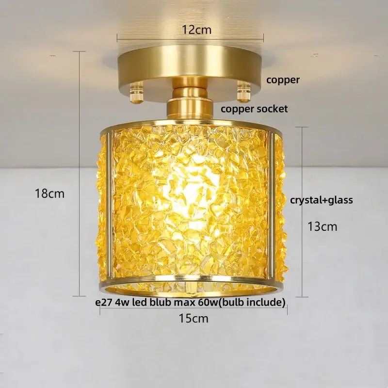 Modern gold and pale green glass mosaic ceiling light bedroom