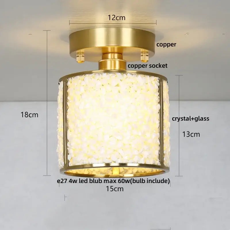 Modern gold and pale green glass mosaic ceiling light bedroom