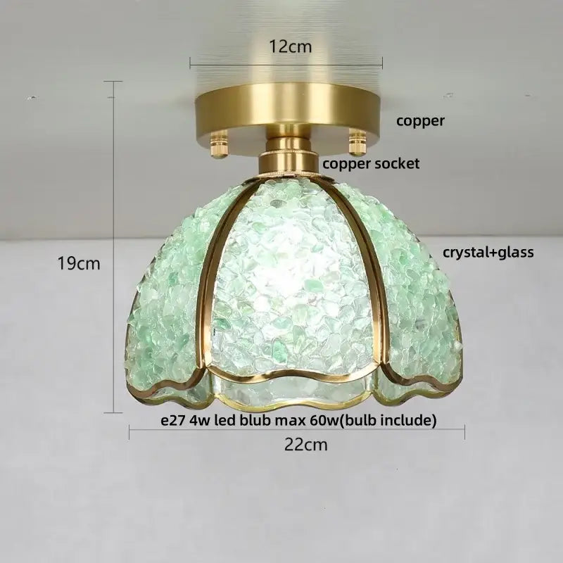 Modern gold and pink column glass crystal ceiling light bedroom