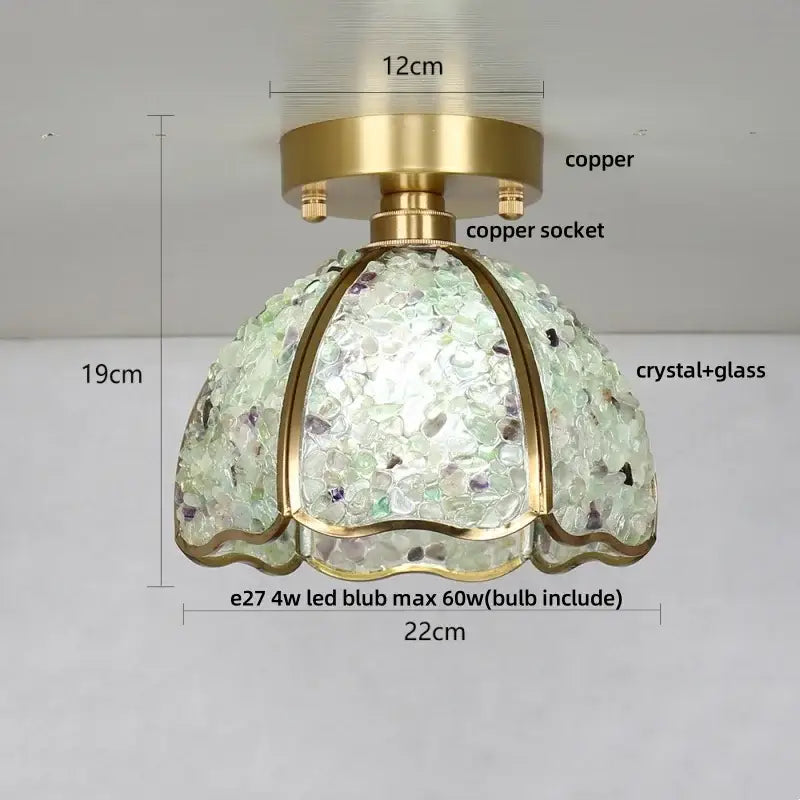 Modern gold and pink column glass crystal ceiling light bedroom