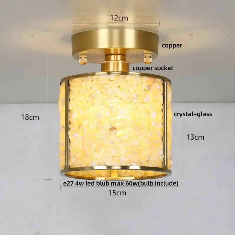 Modern gold and pink column glass crystal ceiling light bedroom