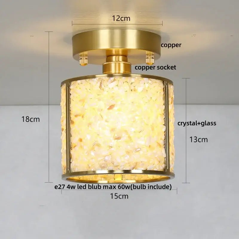 Modern gold and pink column glass crystal ceiling light bedroom