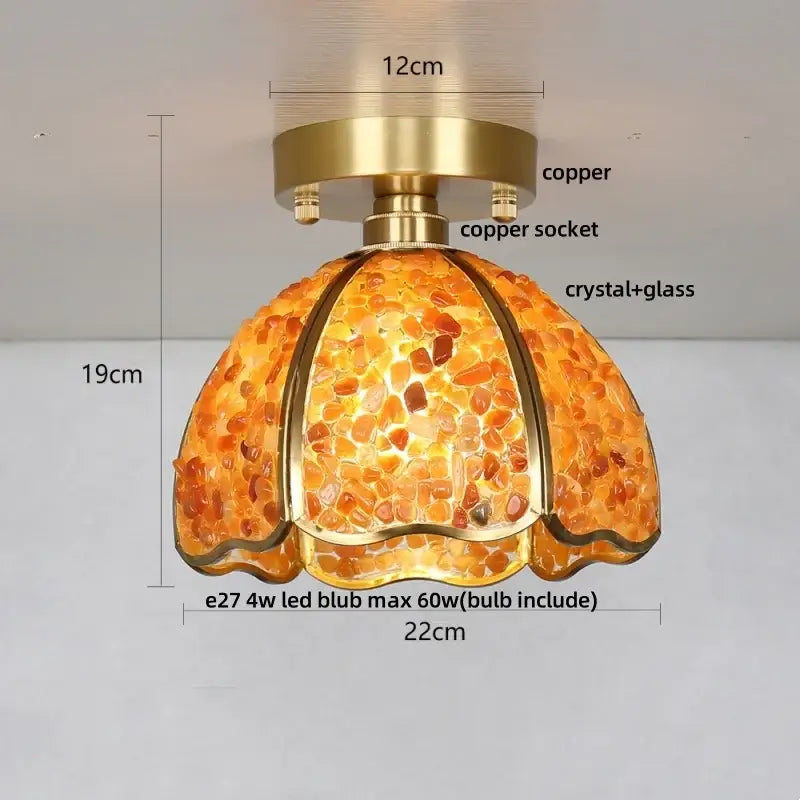 Modern gold and pink column glass crystal ceiling light bedroom