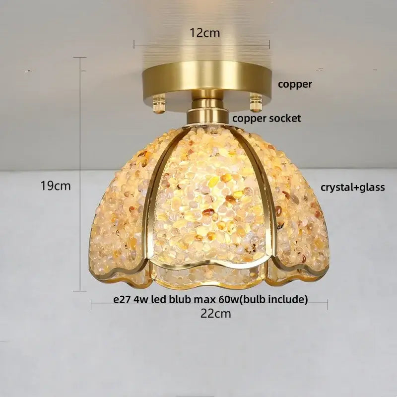 Modern gold and pink column glass crystal ceiling light bedroom