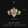 Modern gold and teal crystal candle chandelier living room light