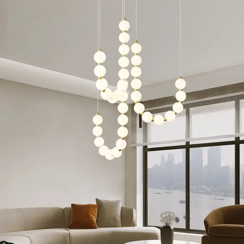 Modern gold and white acrylic led chandelier living room pendant light