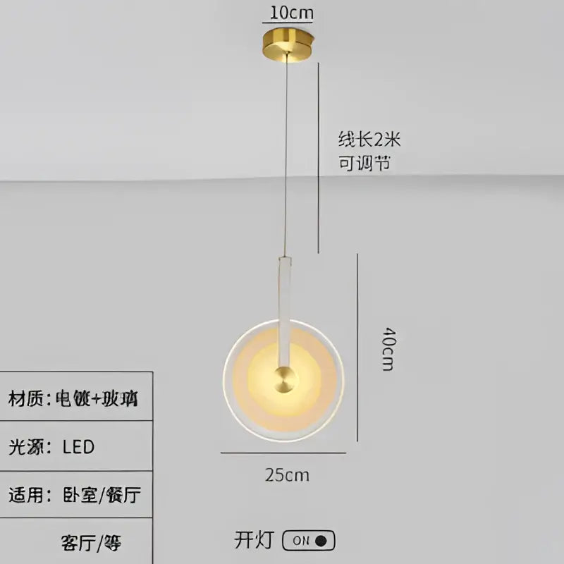 Modern gold and white circular glass led chandelier dining room light
