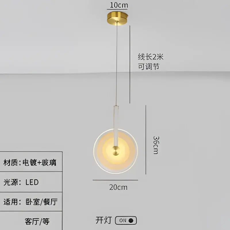 Modern gold and white circular glass led chandelier dining room light