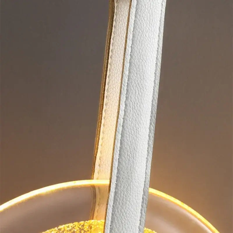 Modern gold and white circular glass led chandelier dining room light