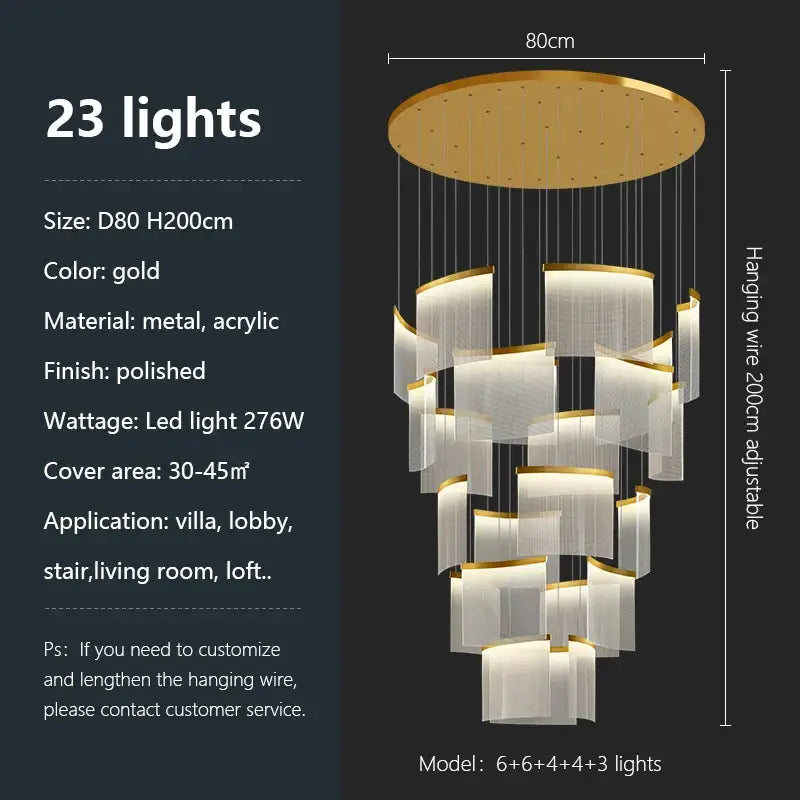Modern gold and white decorbites acrylic led chandelier living room