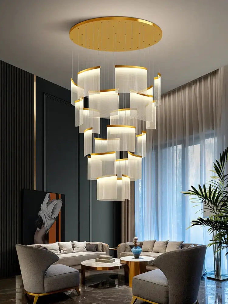 Modern gold and white decorbites acrylic led chandelier living room
