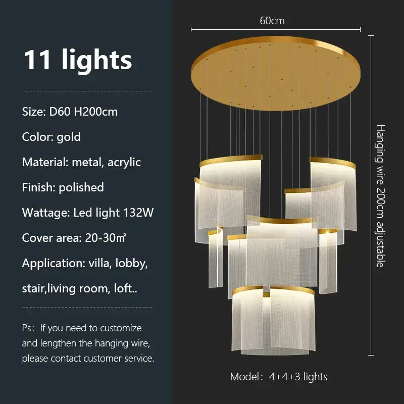 Modern gold and white decorbites acrylic led chandelier living room