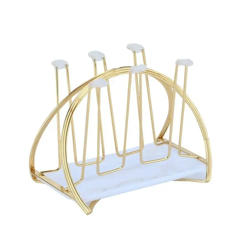 Modern gold and white marble mug holder stand kitchen tray
