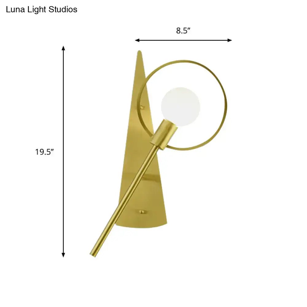 Modern gold angular ring sconce light fixture for bedroom