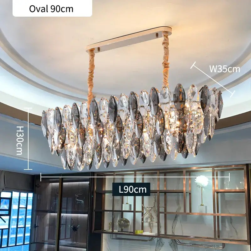 Modern gold ash crystal ceiling chandeliers living room pendant light