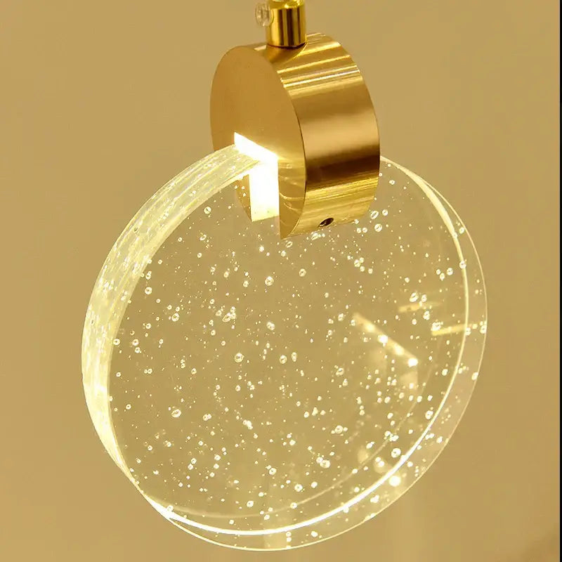 Modern gold attic crystal chandelier for dining room glass disc light