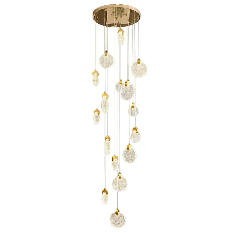 Modern gold attic crystal chandelier for dining room glass disc light