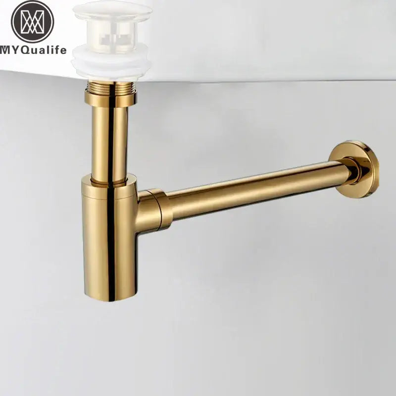 Modern gold basin tap kit with deodorization drain bathroom hardware
