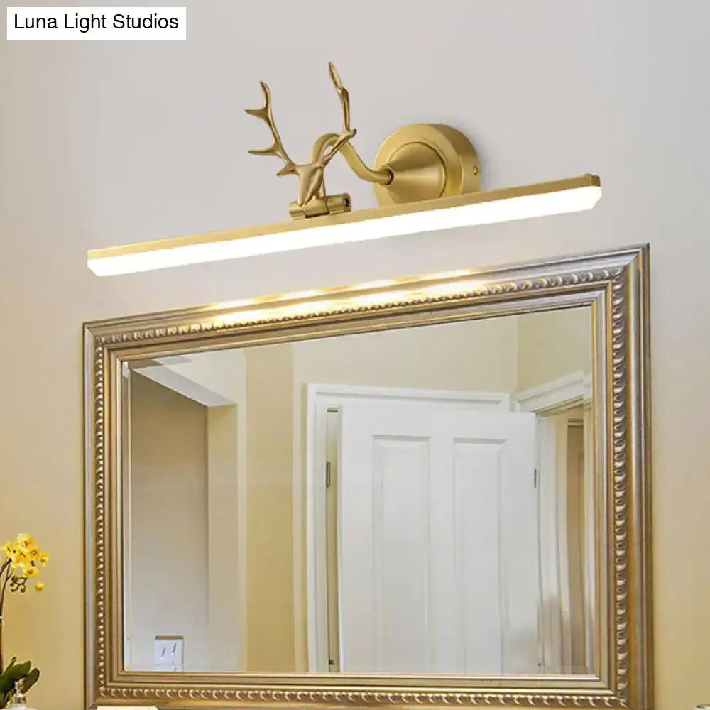 Modern gold & black antler vanity sconce light bedroom wall lamp
