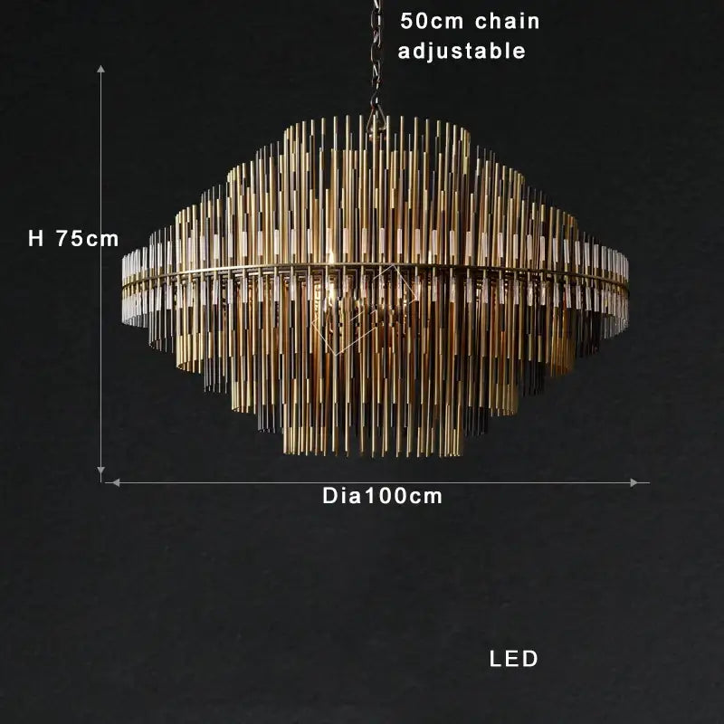 Modern gold & black brass glass ceiling chandelier living room light