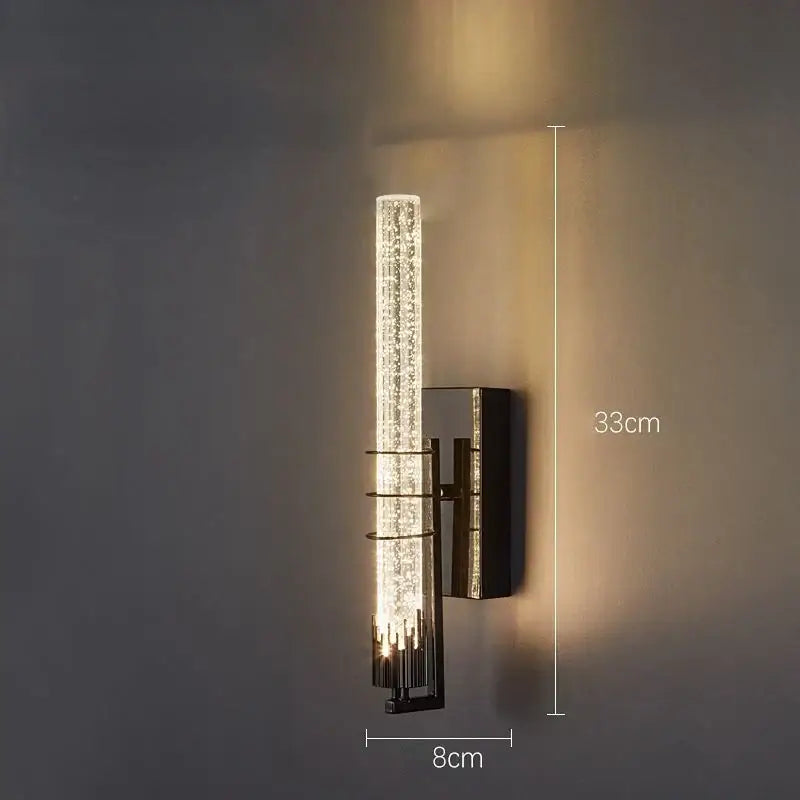 Modern gold & black crystal led wall sconce bedroom light