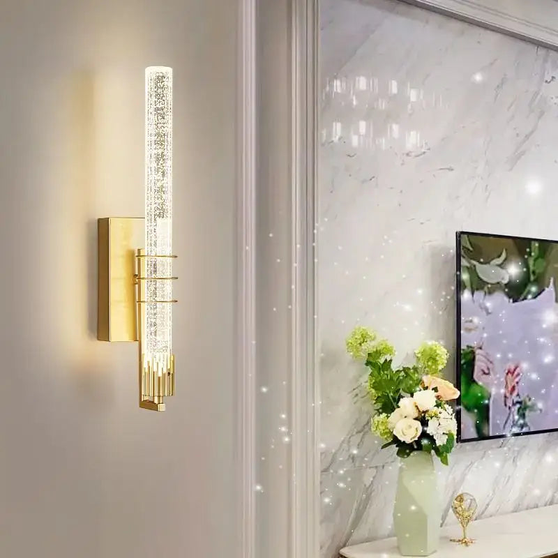 Modern gold & black crystal led wall sconce bedroom light