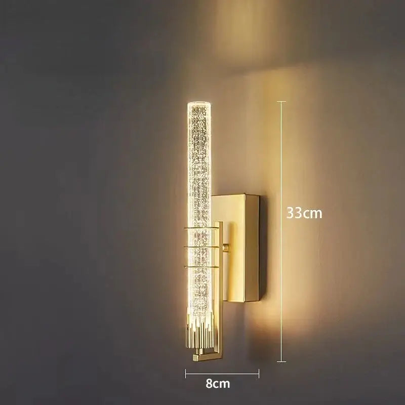 Modern gold & black crystal led wall sconce bedroom light