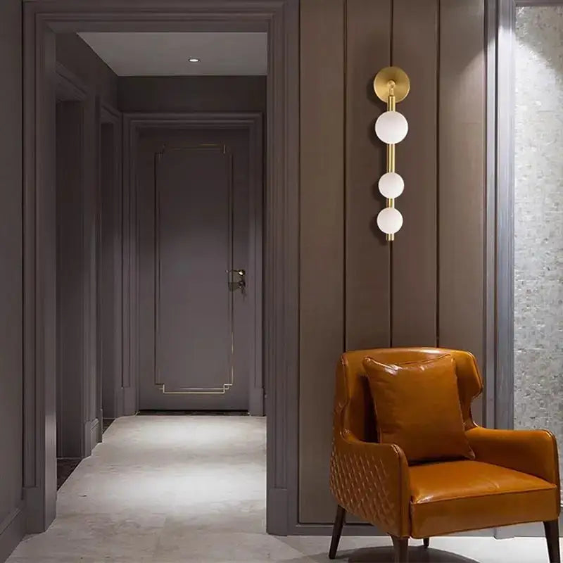 Modern gold & black glass ball wall lights living room decorbites