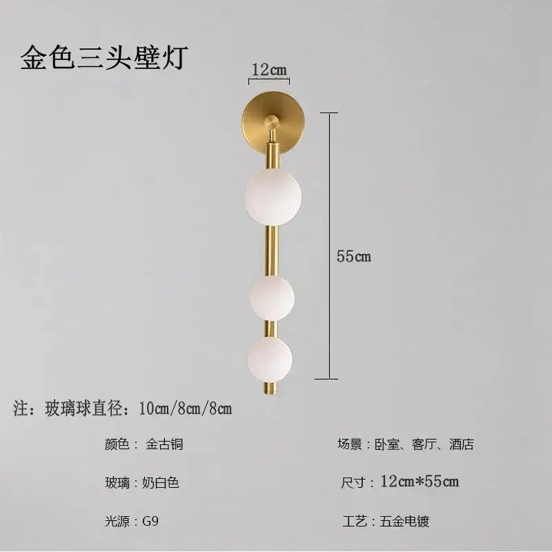 Modern gold & black glass ball wall lights living room decorbites