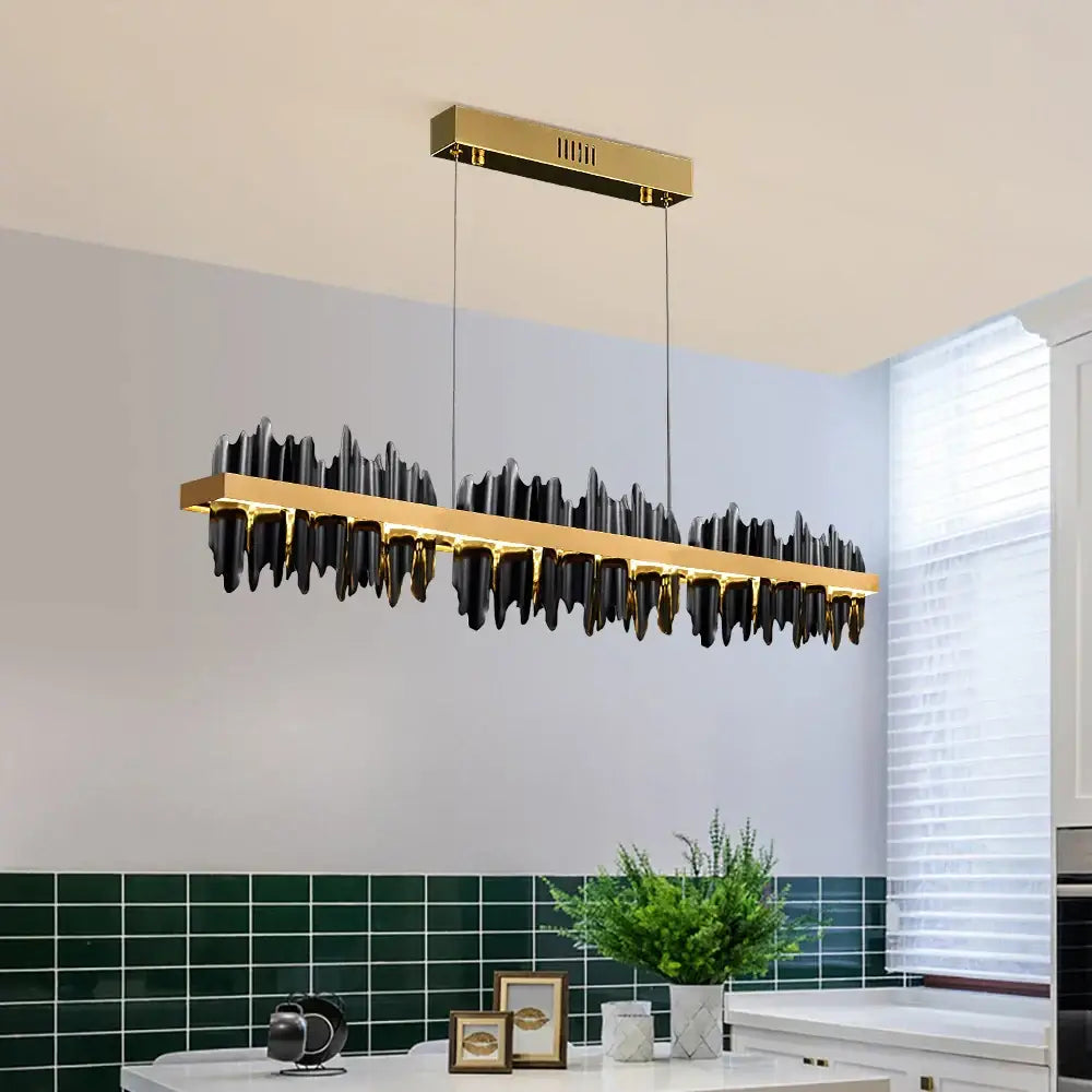 Modern gold & black iceberg design led chandelier dining room light
