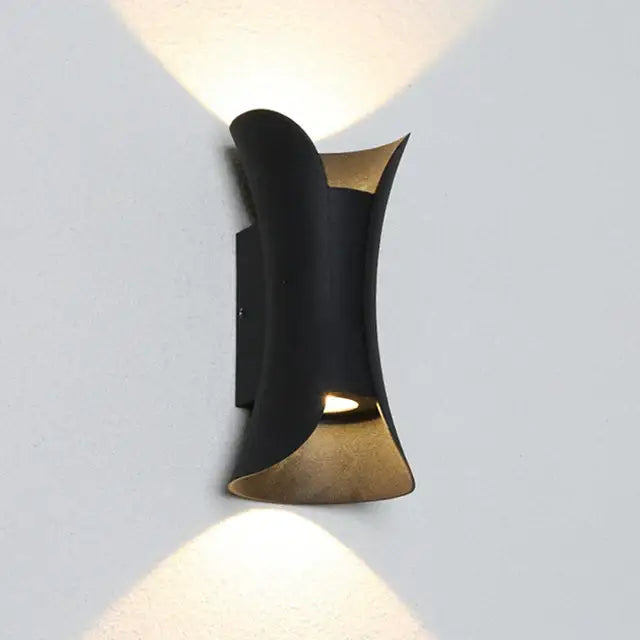 Modern gold & black led wall light garden decor sconce