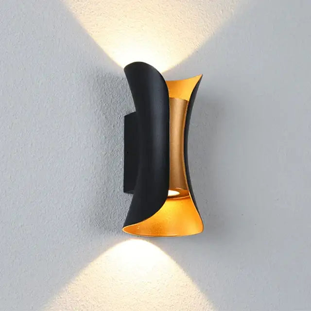 Modern gold & black led wall light garden decor sconce