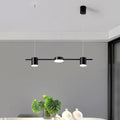 Modern gold & black linear chandelier dining room warm white light