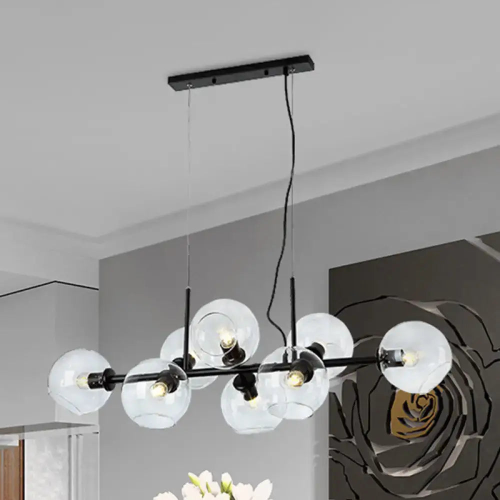 Modern gold & black linear design smoky glass kitchen island light