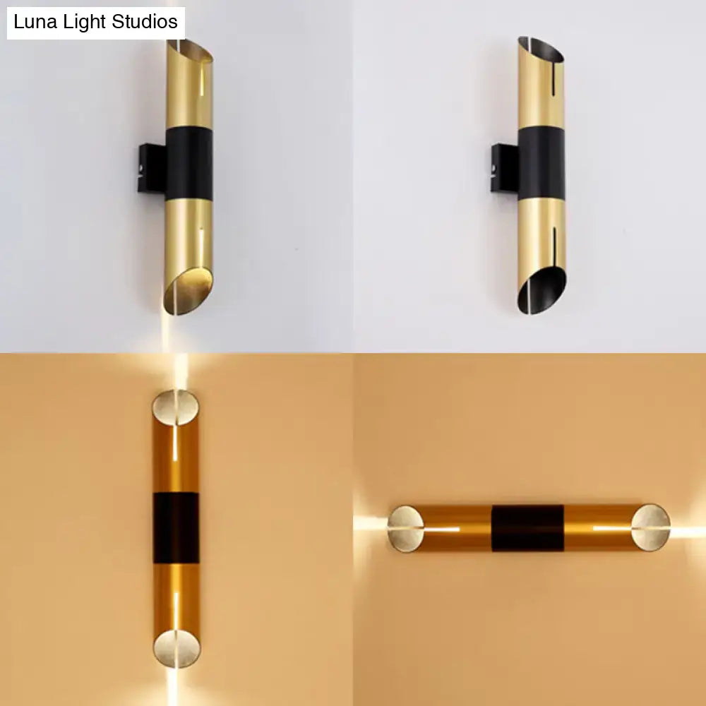 Modern gold & black rotatable cylinder wall sconce bedroom light