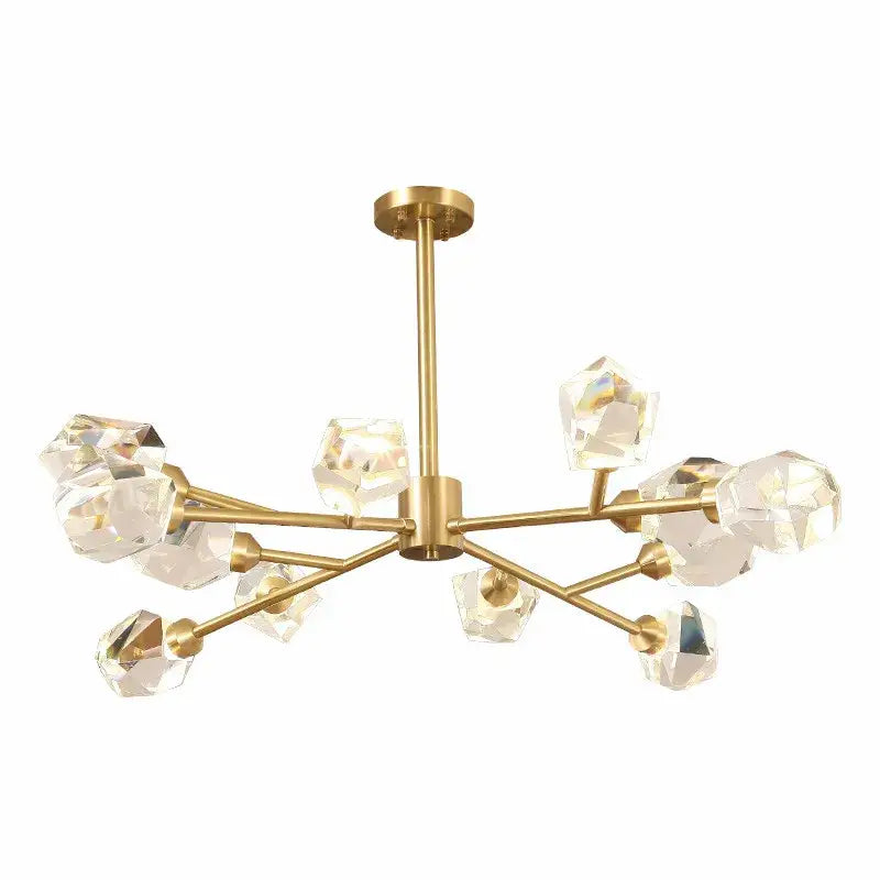 Modern gold & blue dimmable crystal chandelier dining room light