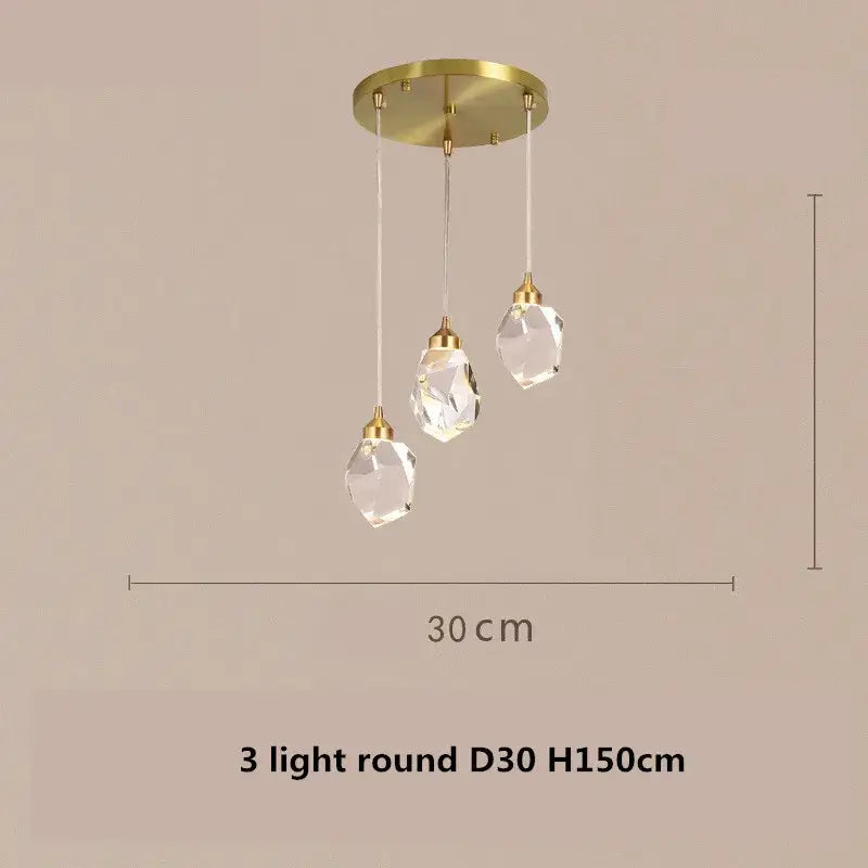 Modern gold & blue dimmable crystal chandelier dining room light