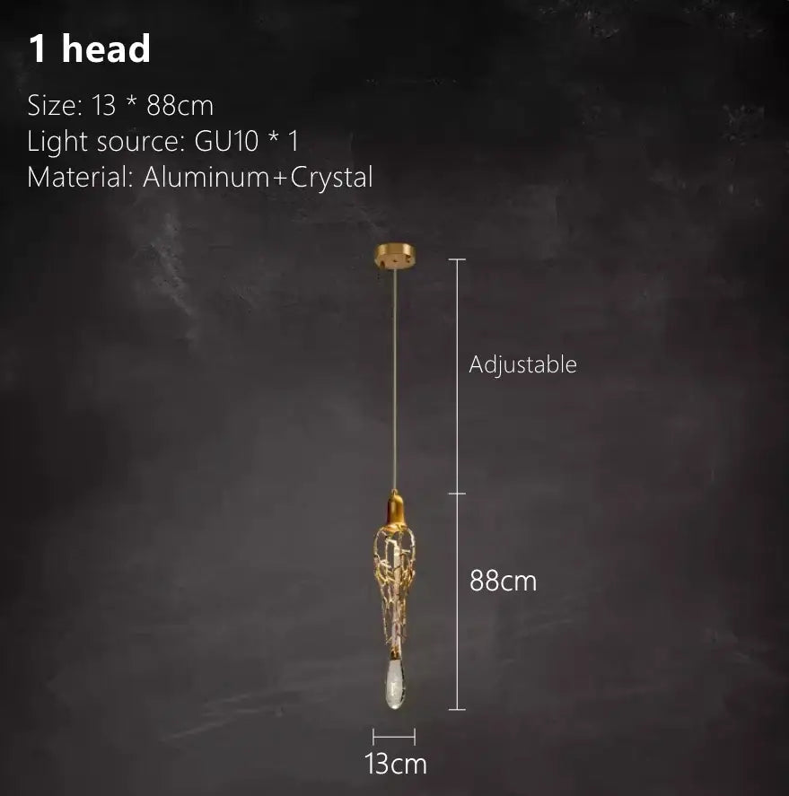 Modern gold branch art cage crystal chandelier dining room light