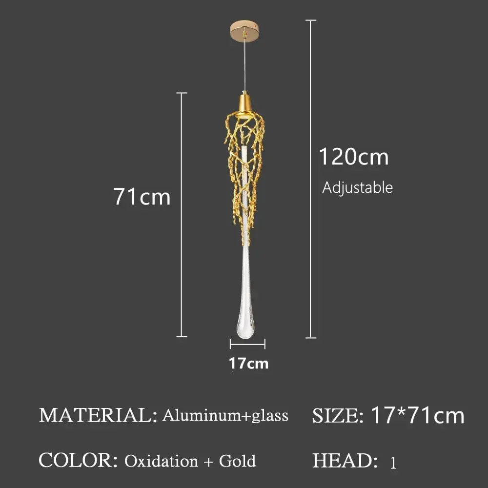 Modern gold branch art cage crystal chandelier dining room light