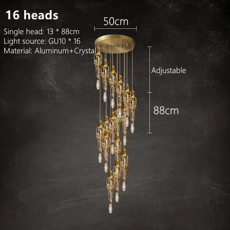 Modern gold branch art cage crystal chandelier dining room light