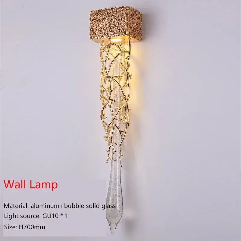 Modern gold branch art cage crystal chandelier dining room light