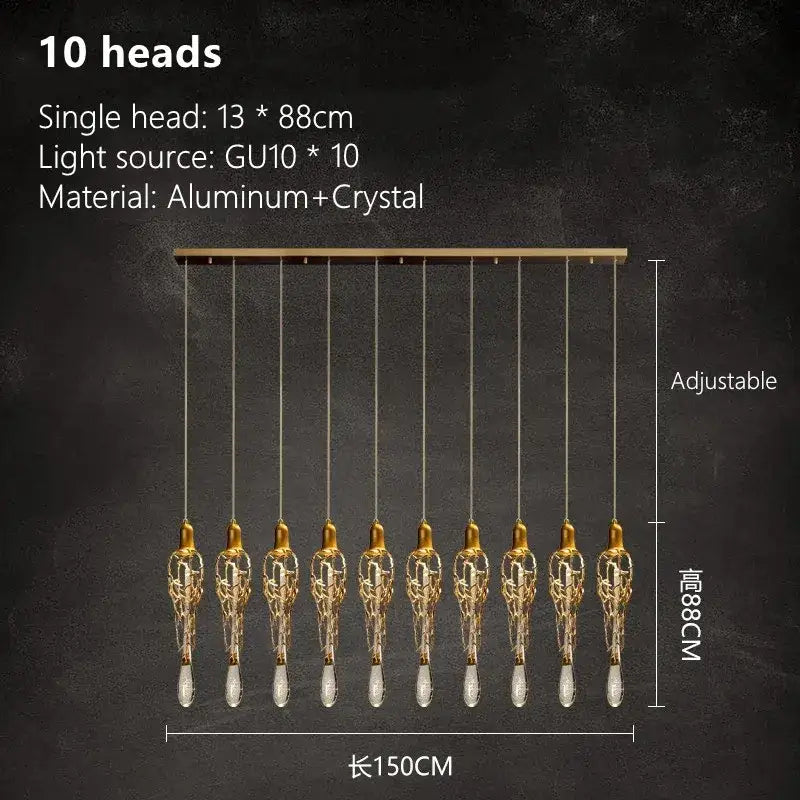 Modern gold branch art cage crystal chandelier dining room light