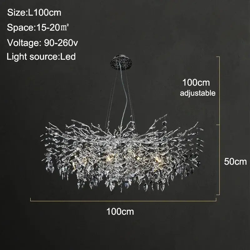 Modern gold branch crystal chandelier dining room led light