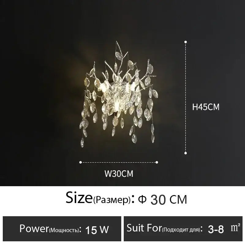 Modern gold branch crystal chandelier dining room led light