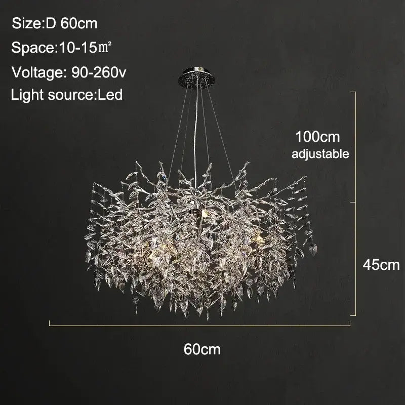 Modern gold branch crystal chandelier dining room led light