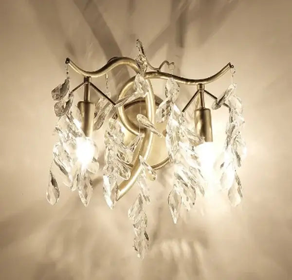 Modern gold branch crystal led wall light for living room