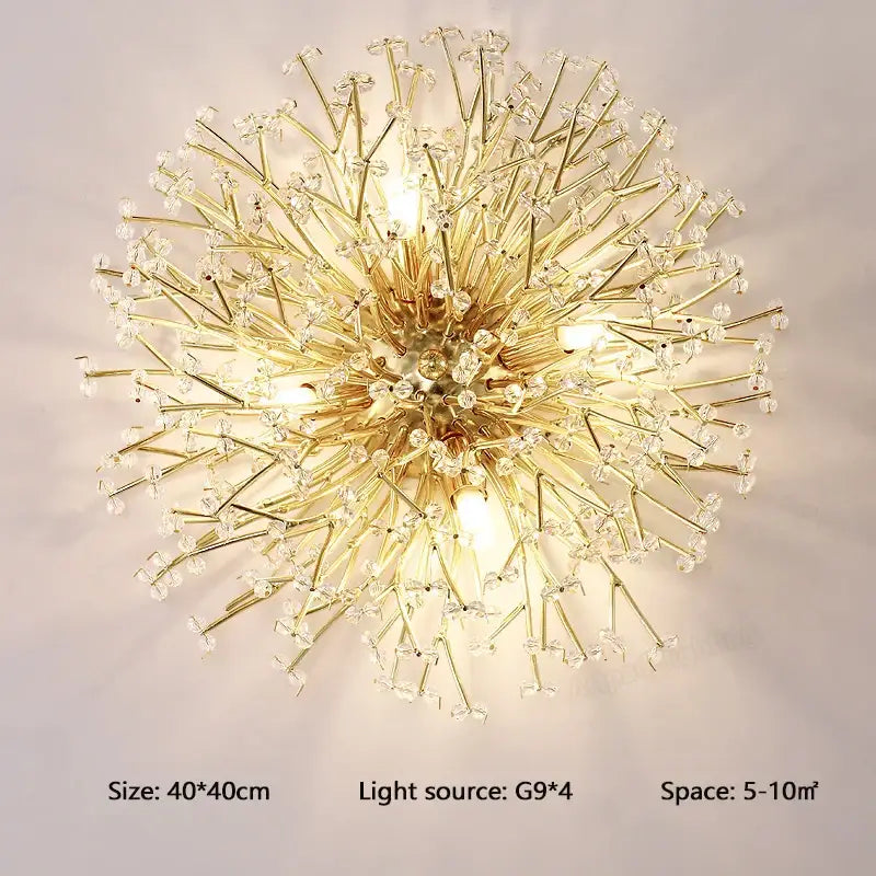 Modern gold branch crystal led wall light for living room