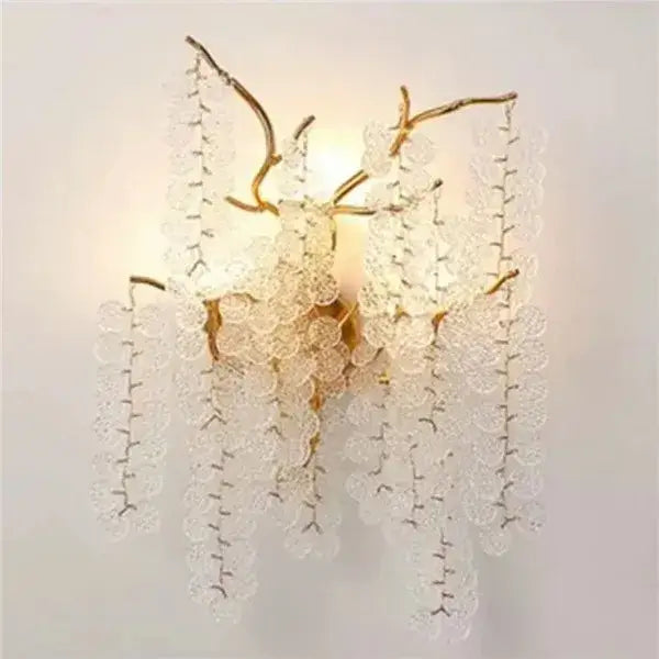 Modern gold branch crystal led wall light for living room