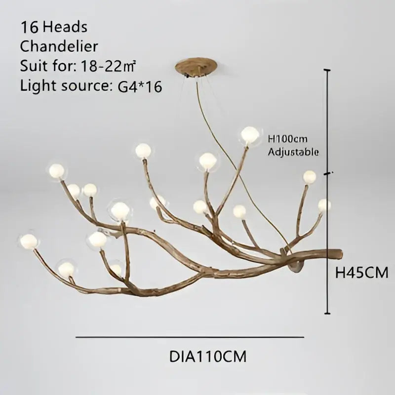 Modern gold branch glass bubble resin pendant light dining room