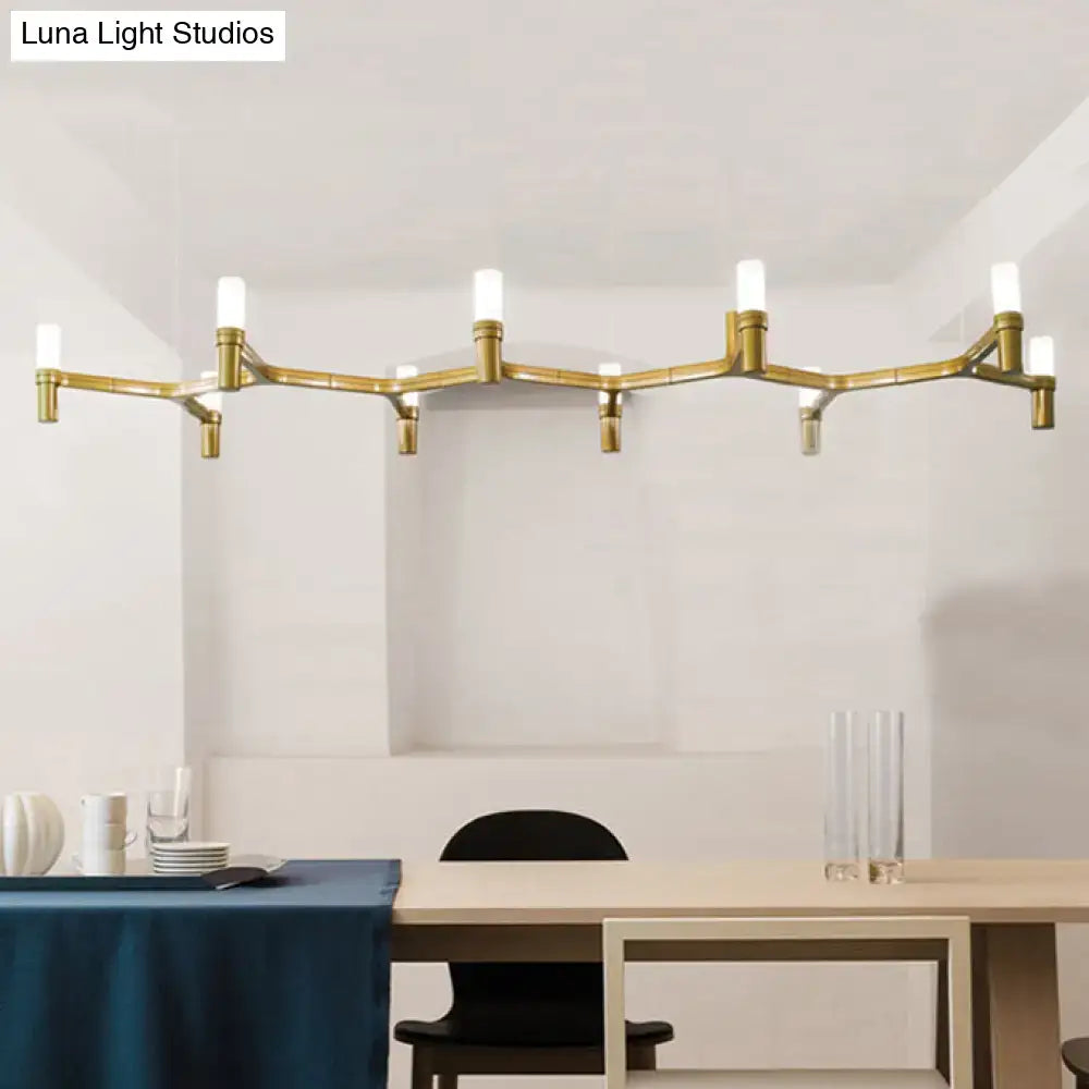 Modern gold branching island pendant light for dining room